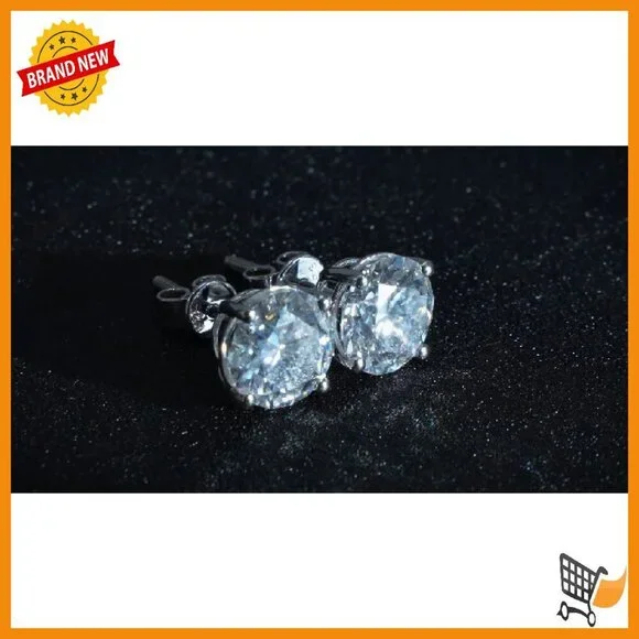 Moissanite Stud Earrings Sterling Silver Hypoallergenic Screw Back